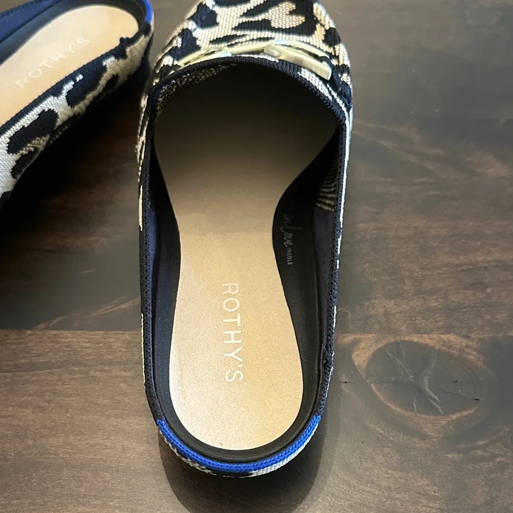 Rothy's Black and Cream Leopard Mules - Picture 5 of 6